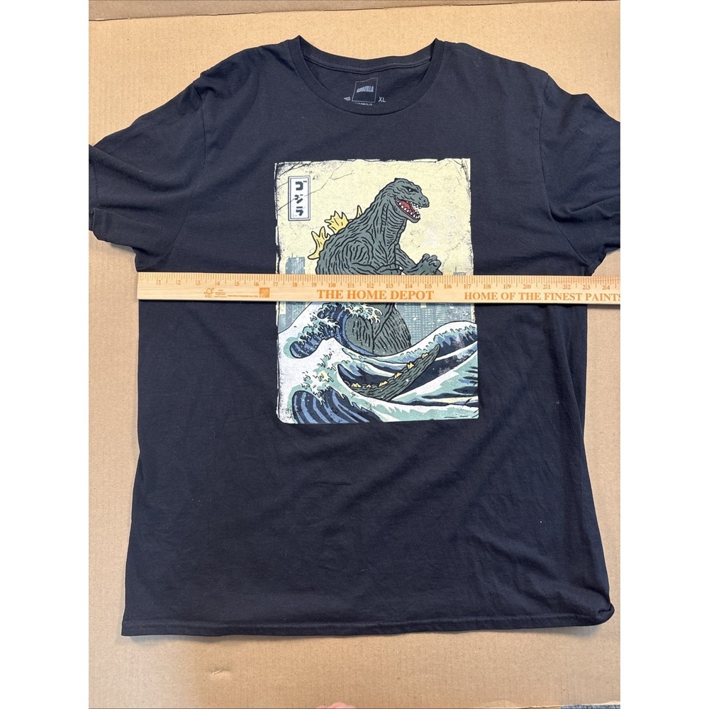 Godzilla Graphic Tee Black Japanese Wave Print T-Shirt Size XL - Picture 5 of 5